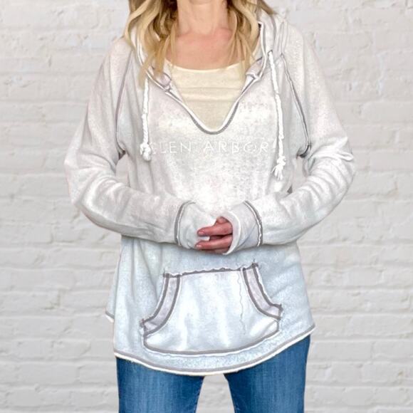 Glen Arbor Tissue Fleece Hoodie L Pink Y2K Vintage Pullover Cozy Fall Gift - Picture 4 of 10